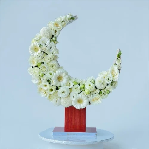 Crescent Moon White Flowers
